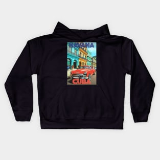 havana old city travel posters Kids Hoodie